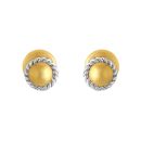 22ct Yellow Gold Round Studs Earring With Rhodium