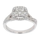 9ct White Gold 0.50ct Diamond Cushion Cluster Ring