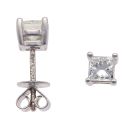 18ct White Gold 0.75ct Princess Cut Diamond Solitaire Earrings