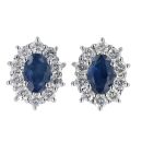 9ct White Gold Sapphire and Diamond Cluster Earrings