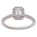 18ct White Gold 0.75ct Emerald and Brilliant Cut Diamond Solitaire Ring