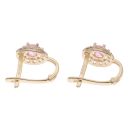 14ct Yellow Gold Child's Pink & Cubic Zirconia Gemstone Halo Cluster Earrings