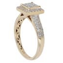 9ct Yellow Gold 0.90ct Princess and Brilliant Cut Diamond Cluster Ring