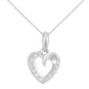9ct White Gold Diamond Heart Pendant Necklace