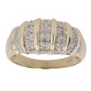 9ct Yellow Gold 0.25ct Brilliant Cut Diamond Five Row Ring