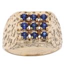 9ct Yellow Gold Sapphire Cluster Signet Ring