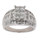 14ct White Gold 2.00ct Brilliant, Princess and Baguette Cut Diamond Fancy Ring