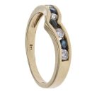 9ct Yellow Gold Sapphire And Cubic Zirconia Wishbone Ring