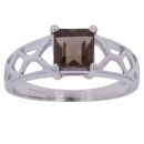 9ct White Gold Smoky Quartz Lattice Ring