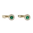 14ct Yellow Gold Cubic Zirconia And Green Stone Set Cluster Earrings