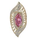 14ct Yellow Gold Cubic Zirconia Pink Gem Swirl Patterned Ring