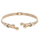 9ct Yellow and White Gold Fancy Cross Torque Bangle