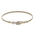 9ct Yellow And White Gold 0.02ct Diamond Buckle Hinged Bangle