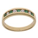 18ct Yellow Gold 0.15ct Brilliant Cut Diamond and Emerald Eternity Ring