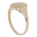 9ct Yellow Gold 0.01ct Diamond Patterned Signet Ring