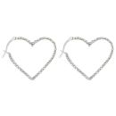 Sterling Silver Crystal Heart Hoop Earrings By Icesia