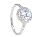 Silver Cubic Zirconia Round Halo Ring by Icesia