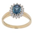 18ct Yellow Gold 0.15ct Brilliant Cut Diamond and Sapphire Cluster Ring
