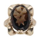 9ct Yellow Gold Smoky Quartz Single Stone Ring