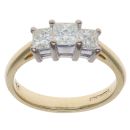 18ct Yellow Gold 1.00ct Princess Cut Diamond Trilogy Ring