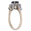 9ct Yellow Gold Sapphire and Cubic Zirconia Cluster Ring