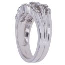 9ct White Gold 0.40ct Brilliant And Baguette Cut Diamond Three Row Ring
