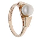 9ct Yellow Gold Patterned Pearl Solitiare Ring