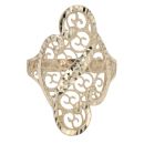 14ct Yellow Gold Diamond Cut Filigree Swirl Ring