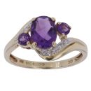 9ct Yellow Gold 0.05ct Diamond Three Stone Ring