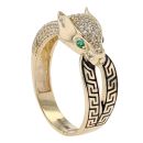 14ct Yellow Gold Cubic Zirconia Greek Key Panther Ring