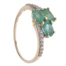 9ct Yellow Gold Emerald and Cubic Zirconia Three Stone Ring