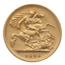 1896 Victoria Old Head UK Half Sovereign Coin