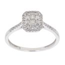 9ct White Gold 0.33ct Brilliant, Baguette and Princess Cut Diamond Cluster Ring