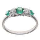 18ct White Gold 0.33ct Brilliant Cut Diamond and Emerald Graduated 5 Stone Ring