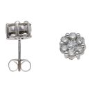 9ct White Gold 1.00ct Brilliant Cut Diamond Cluster Earrings
