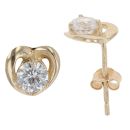 9ct Yellow Gold Cubic Zirconia Heart Stud Earrings
