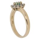 18ct Yellow Gold 0.25ct Diamond And Emerald Cluster Ring