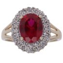 9ct Yellow Gold 0.08ct Diamond and Created Ruby Cluster Ring