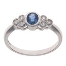 9ct White Gold 0.05ct Diamond and Sapphire Ring