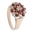 9ct Yellow Gold Garnet and Cubic Zirconia Cluster Ring
