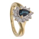 18ct Yellow Gold 0.33ct Brilliant Cut Diamond and Sapphire Cluster Ring