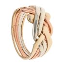 9ct Yellow, White and Rose Gold Six Row Puzzle Ring