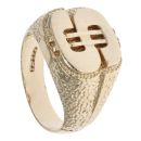 9ct Yellow Gold Textured Dollar Signet Ring