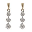 18ct Yellow and White Gold 0.50ct Brilliant Cut Diamond Cluster Drop Earrings