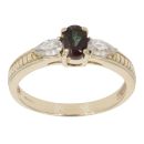 9ct Yellow Gold Cubic Zirconia and Sapphire Three Stone Ring