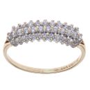 9ct Yellow Gold Three Row Cubic Zirconia Ring