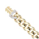 14ct Yellow Gold Monaco Classic Pave Lock Curb Bracelet 8.5"