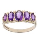 9ct Yellow Gold Amethyst Five Stone Ring