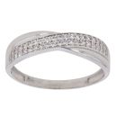 9ct White Gold Cubic Zirconia Crossover Ring