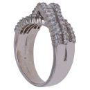 18ct White Gold 2.15ct Brilliant and Baguette Cut Diamond Crossover Cluster Ring